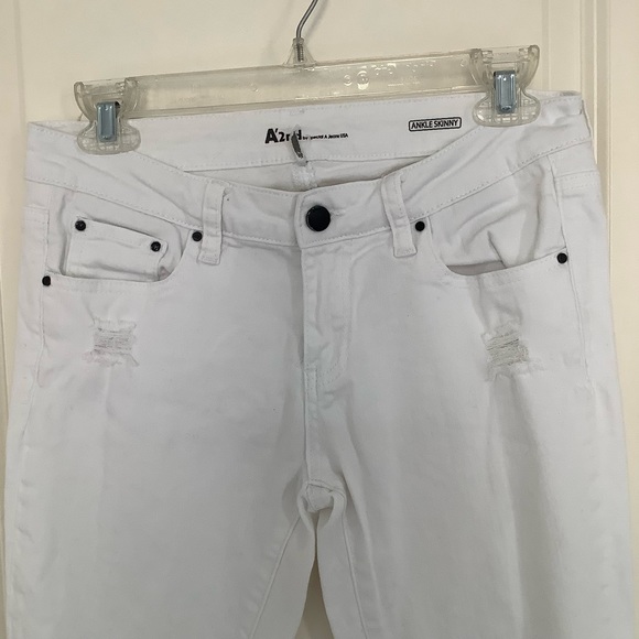 A’2nd by Special A Jeans White Mid Rise Skinny Ankle Jeans Size 7 - Picture 3 of 10